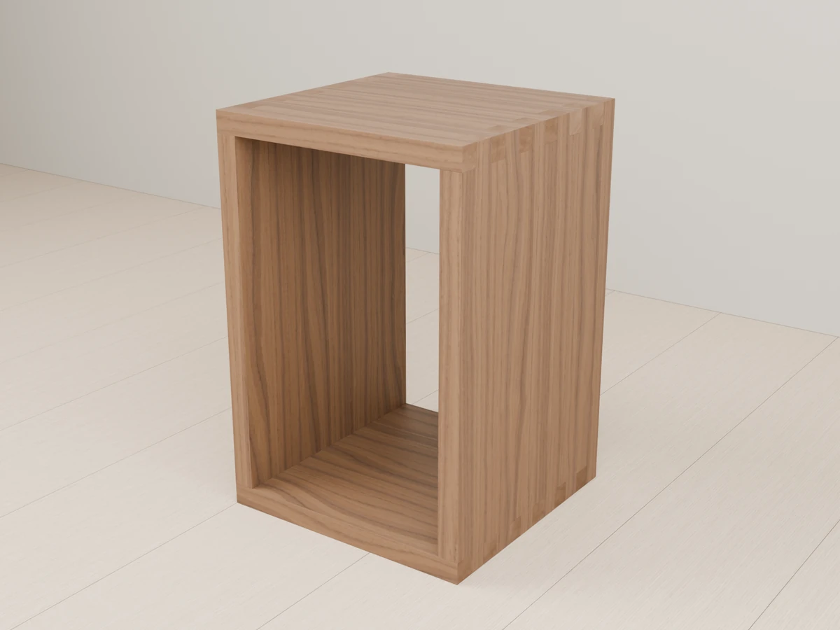 사개맞춤 오픈형 수납박스 3D 모델 렌더링